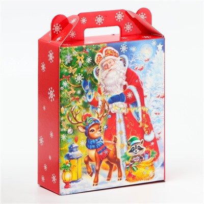 Подарочная коробка Новогодняя Подарок «Улыбка» с анимацией, для сладких подарков, 16.8×6.8×20, 9 см