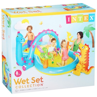 Игровой центр «Динозавр», с распылителем, 302×229×112 см, от 2 лет, 57135NP INTEX