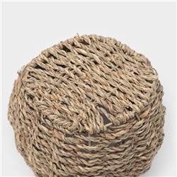 УЦЕНКА Кашпо ручного плетения из соломы, круглое, 15.5×15.5×12.5 см
