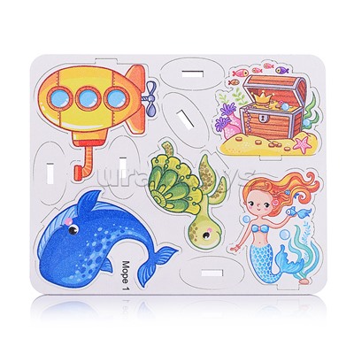 Игровой набор "Подводный мир" (дерево) крафтовая коробка