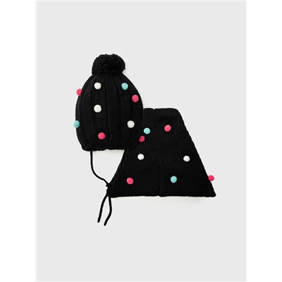 Комплект трикотажный для девочек: шапка, снуд