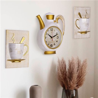 Часы настенные интерьерные «Сангино», для кухни, бесшумные, 26.5×24 см, d=13 см, белые, от батарейки 1×АА