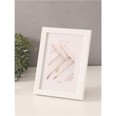 Фоторамка для фото 15×21 см «МИРАМ», пластик, белый, (пластиковый экран)