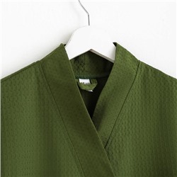 Халат вафельный женский удлинённый Экономь и Я размер 46-48, цвет хаки, 100% хлопок, 200 г/м²