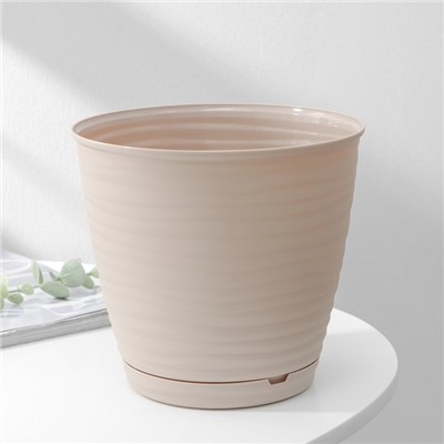Горшок для цветов с поддоном Saffron, 2.6 л, d=17.6 см, h=16.2 см, пластиковый, бежевый