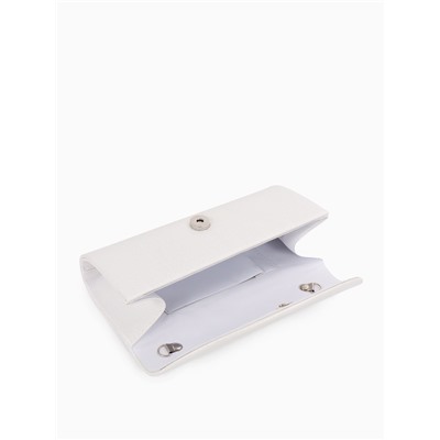 Сумка-клатч на магните, длинная цепь, цвет белый