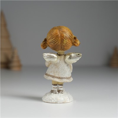 Фигурка полистоун «Ангелочек с хвостиками, в сером платьице», 4.5×3.5×8.5 см, МИКС