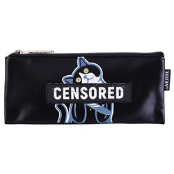 Пенал "Censored" 21,5x9x1 см, плоский для 35 предметов, на молнии, матовая антивандальная искусственная кожа до -40C, аппликация из искусственной кожи, с подкладом