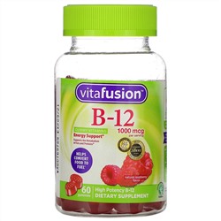 VitaFusion, B-12 Gummy Vitamins, Energy Support, Natural Raspberry Flavor, 1,000 mcg, 60 Gummies
