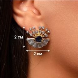 Серьги ювелирная бижутерия Итальянское золото (покрытие желтое 14к), вставка: фианиты, цвет: синий и прозрачный, арт.313.369