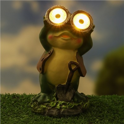 Садовый фонарь из полистоуна «Лягушонок с биноклем», 15×8×7 см
