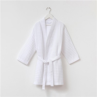 Халат вафельный детский Крошка Я Boho размер 30 (98-104 см), белый, 100% хлопок 290 г/м²