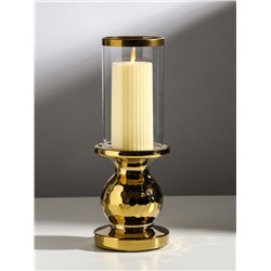 Подсвечник на 1 свечу «Нуар», керамика, стекло, d=8 см, золото, 10×10×27 см