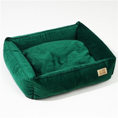 Лежанка для кошек и собак велюровая Pet Lab, 45×40×15 см, изумрудная