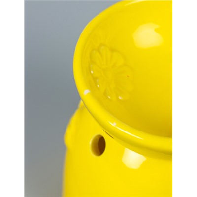 УЦЕНКА Аромалампа для эфирных масел керамика «Стрекоза на цветке», жёлтая, 7.2×7.2×8.3 см