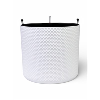 Кашпо для цветов «Фасет», 29 л, d=36 см, h=33 см, пластиковое, с автополивом, со вставкой, белое