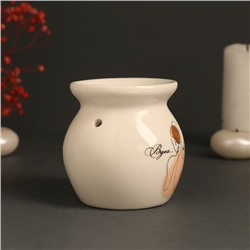 Аромалампа для эфирных масел «Вдох... выдох...», керамика, белая, 7.2×7.2×7.8 см