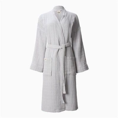 Халат женский муслиновый LoveLife, размер 42-44, серый, хлопок, 4-сл, 235 г/м²