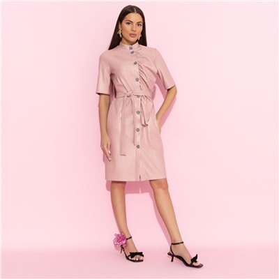 Платье из экокожи, Счастье свободы (peach, с поясом)