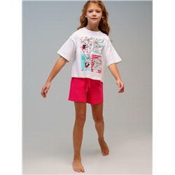 Комплект трикотажный для девочек: фуфайка (футболка), шорты