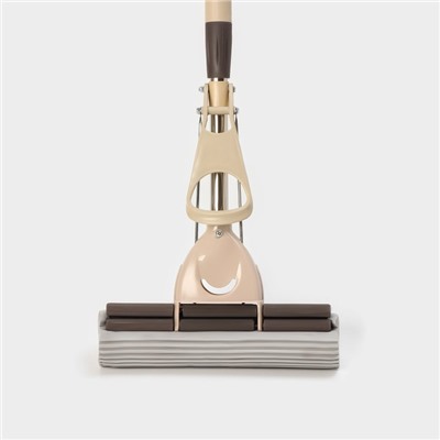 Швабра для мытья пола PVA с двойным роликовым отжимом Доляна, стальной телескоп черенок 28×6×106(130) см