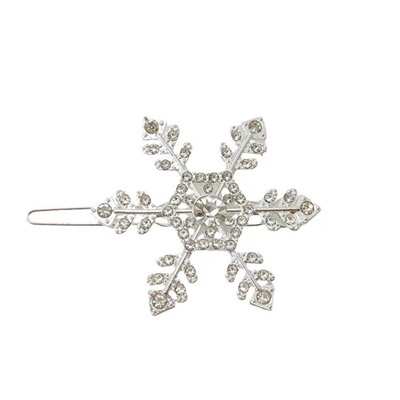Заколка для волос металлическая "Снежинка" со стразами, 5*4,3 см.