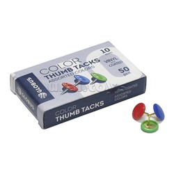 Кнопки канцелярские 10 мм 50 шт., карт. упаковка, цветные