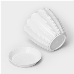 Горшок для цветов с поддоном «Хризантема», 3.4 л, d=19 см, h=18 см, пластиковый, белый