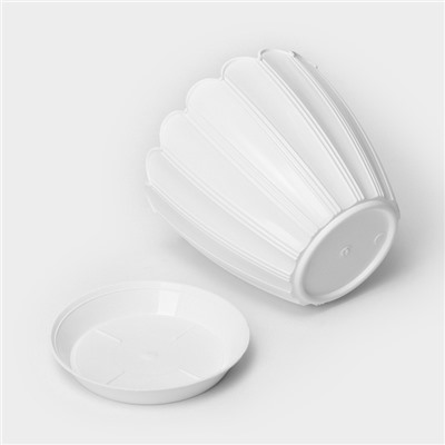 Горшок для цветов с поддоном «Хризантема», 3.4 л, d=19 см, h=18 см, пластиковый, белый