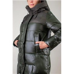 Зимняя удлиненная куртка с капюшоном арт. 221 (Темный хаки)