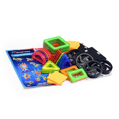 Конструктор магнитный, большой размер дет. (58 дет.), в пакете