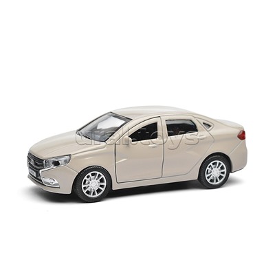 Машина металл LADA vesta 11,5 см, двери, бежевый