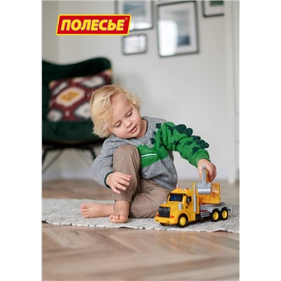 Полесье "Профи", автомобиль-экскаватор инерционный (со светом и звуком) (жёлтый) (в коробке)