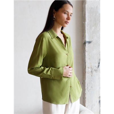 Блузка с широкими манжетами из вискозы с лиоцеллом