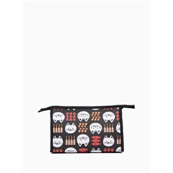 Косметичка на молнии, треугольная, средняя, с принтом, чёрная