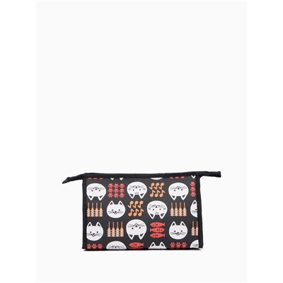 Косметичка на молнии, треугольная, средняя, с принтом, чёрная