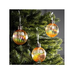 Набор ёлочных шаров «Золотистые грани», 3 шт., d=7 см, 3 LED, от батареек AG13×9, свечение тёплое белое