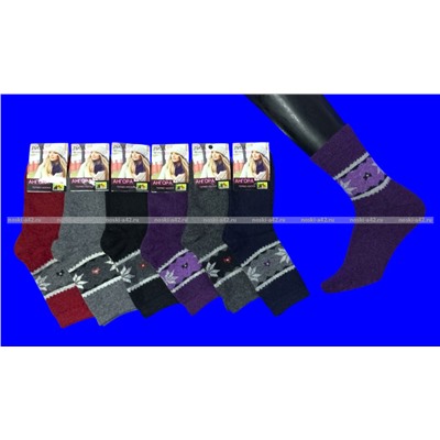 Термоноски женские ангора шерсть Снежинки арт. 567