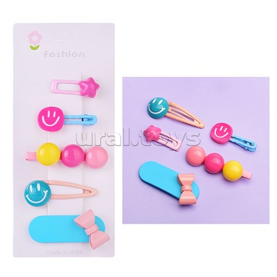 Набор заколок для волос "Смайлики" в пакете