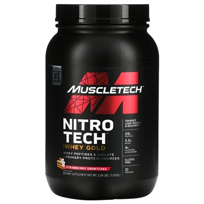 Muscletech, Nitro Tech, 100% Whey Gold, Strawberry Shortcake, 2.24 lbs (1.02 kg)