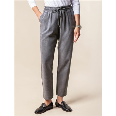 Брюки с поясом на резинке из премиальной поливискозы с эластаном