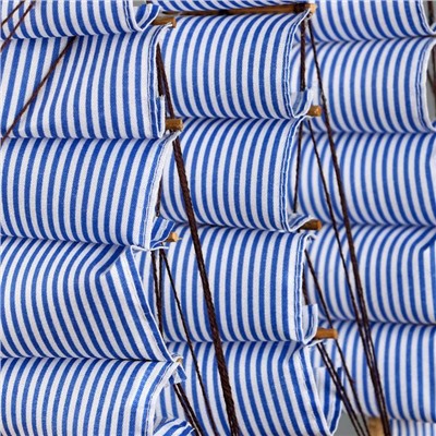 Сувенирная модель корабля «Чесма», трёхмачтовый сине-белые паруса, 34×7×32 см