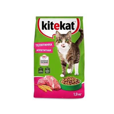 Сухой корм KiteKat «Аппетитная телятинка» для кошек, 1.9 кг