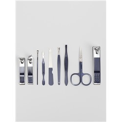 Набор маникюрный, 9 предметов, в футляре, синий