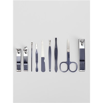 Набор маникюрный, 9 предметов, в футляре, синий