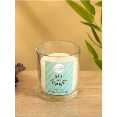 Свеча с кристаллом внутри Sea and Summer Citronella, 120 г, соевый воск, цитронелла