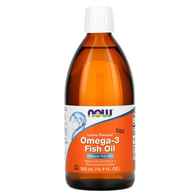 Now Foods, рыбий жир с омега-3, лимонный вкус, 500 мл (16,9 жидк. унции)