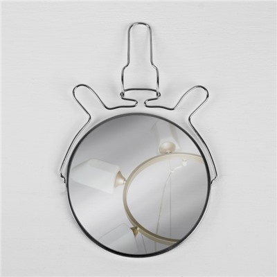 Зеркало настольное, с увеличением х2, настенное, двустороннее, 18.5×21 см, (d=16 см), металлическое