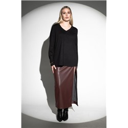 Лонгслив с V- образным вырезом (Черный)