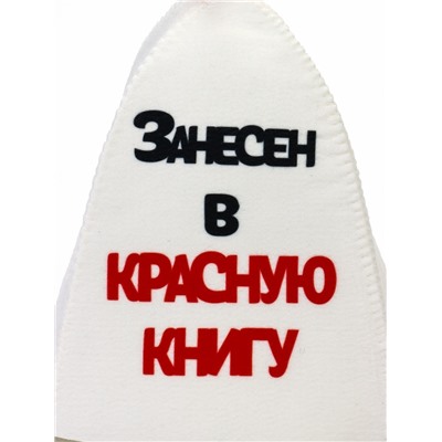 Шапка для бани и сауны «Занесён в Красную книгу», полиэстер, белая